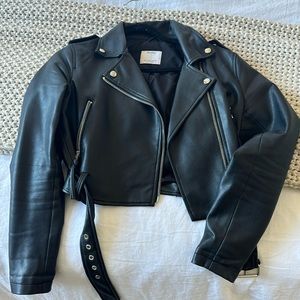 Bershka cropped leather jacket